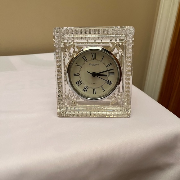 Waterford Rectangular Cut Crystal desk clock. Heavy crystal. Beautiful design - Picture 2 of 5